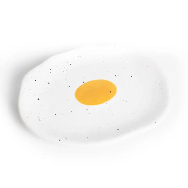 Plateau à bijoux œuf au plat en céramique – objet déco original