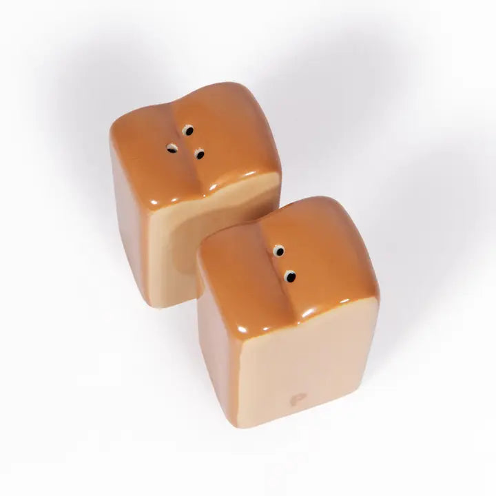 Salière et poivrière brioche en céramique – vue de haut