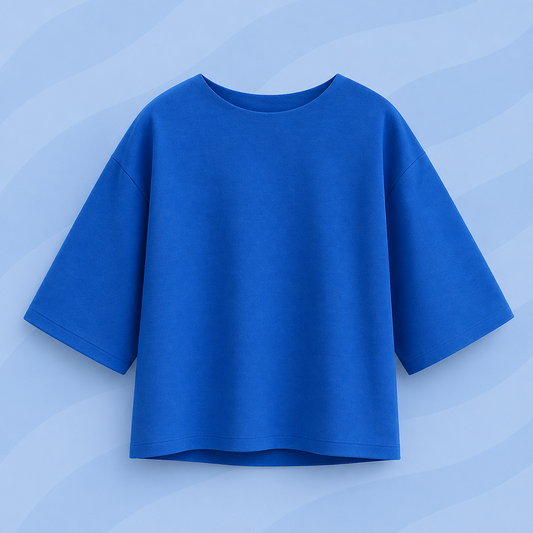 t-shirt très doux bleu roi avec manche 3/4 - marie moon