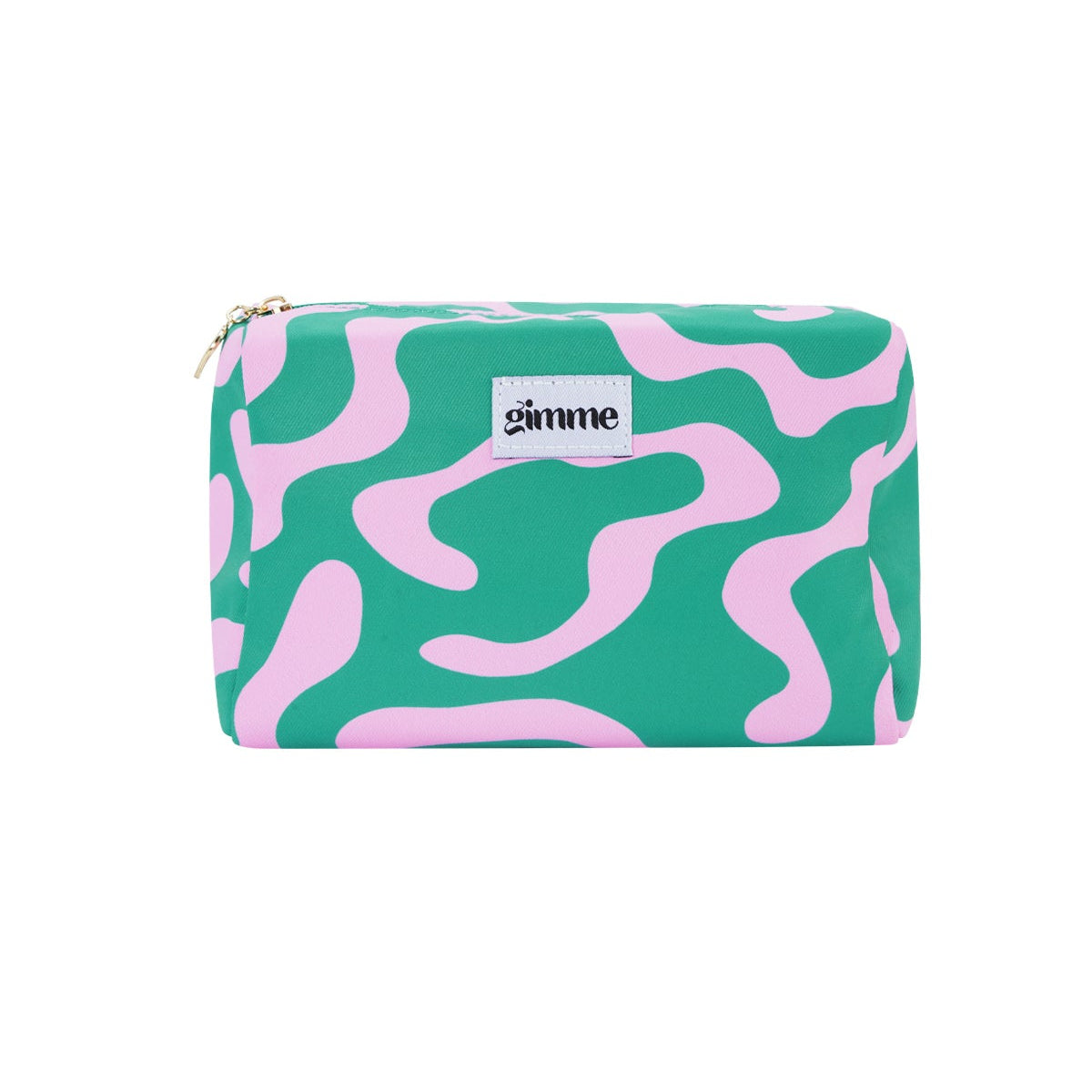 trousse maquillage vert et rose motif retro