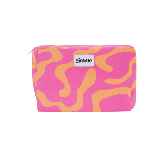 trousse maquillage motif retro rose et orange