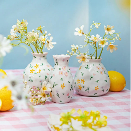 mini vases lot de 3 - motif floral