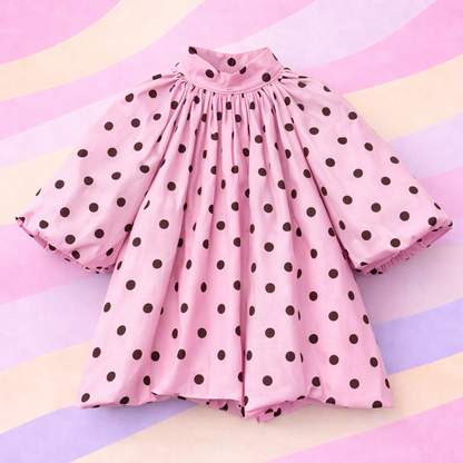 Blouse manche courte pois rose vue de face