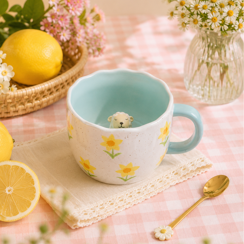 Mug surprise fleurs & mouton