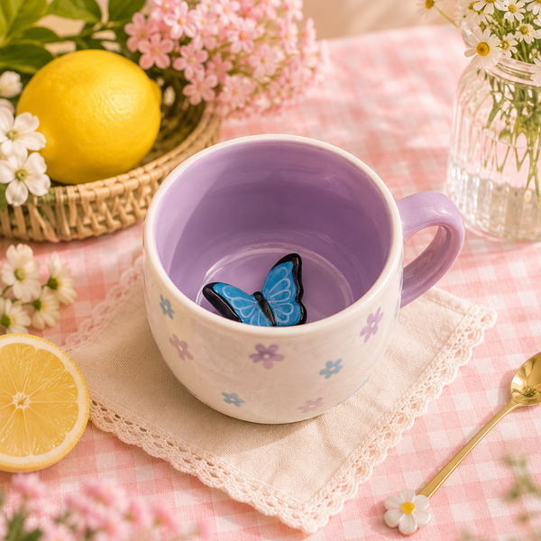 Mug surprise fleurs & papillon