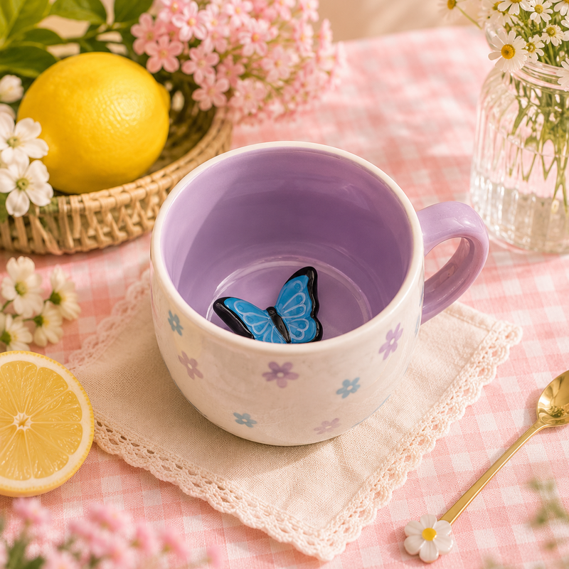 Mug surprise fleurs & papillon