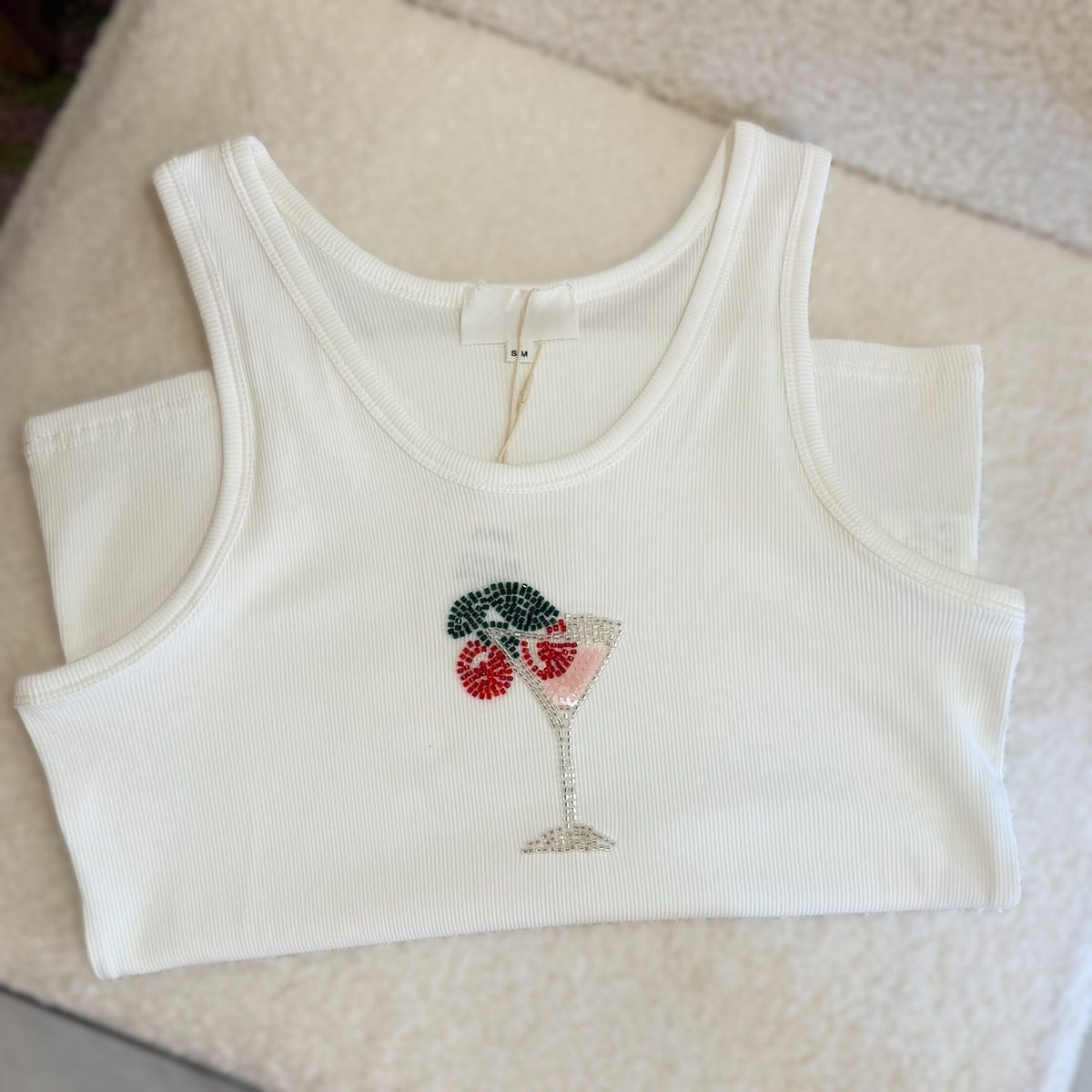Débardeur avec motif cocktail en perle 