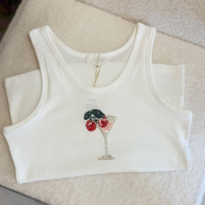Débardeur avec motif cocktail en perle 