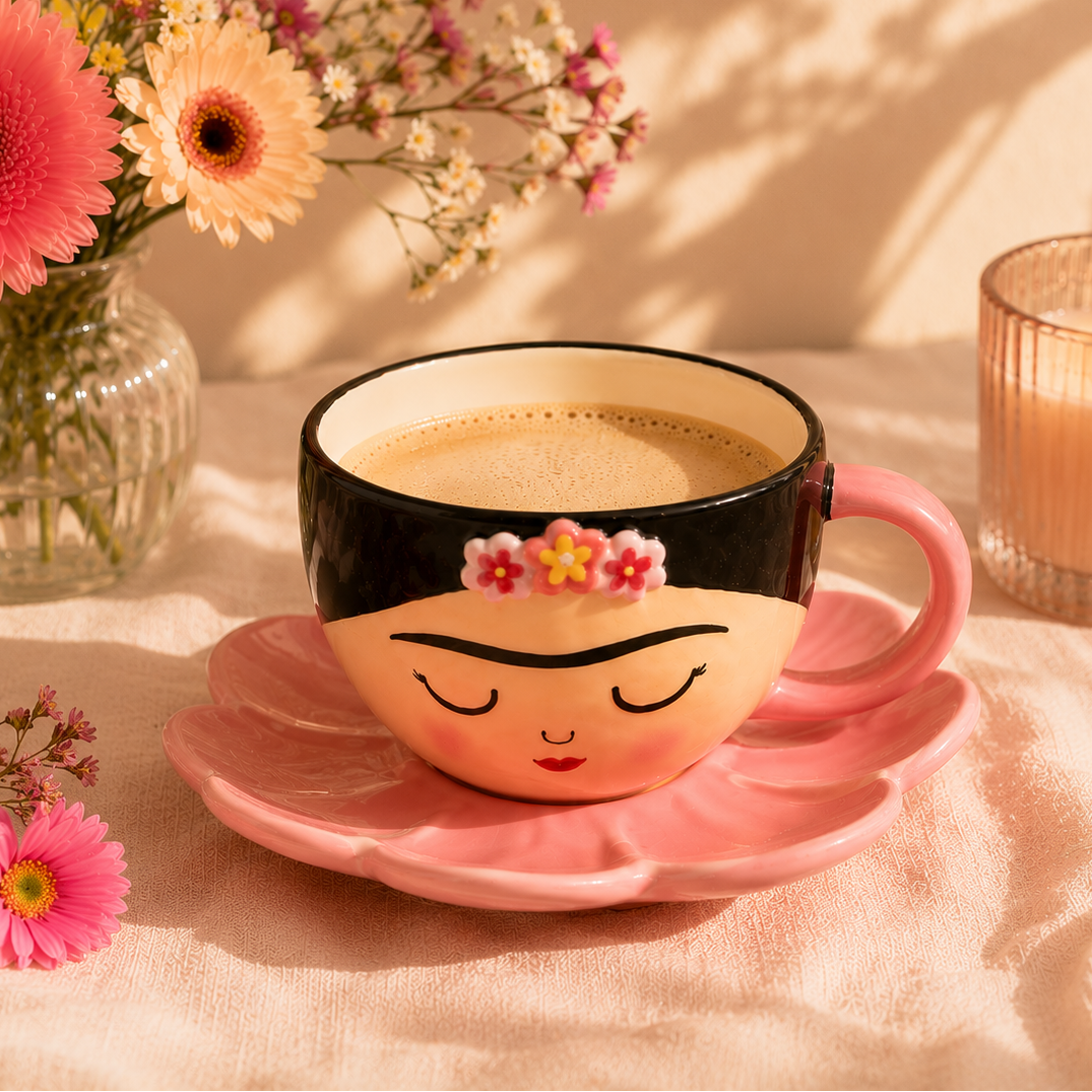 Tasse Frida Kahlo avec sa soucoupe