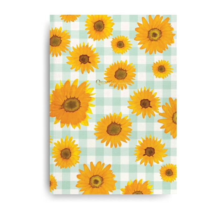 carnet A5 made in France - motifs tournesols et vichy vert