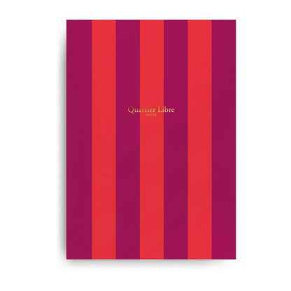 carnet de notes A5 avec rayures rouge et violet