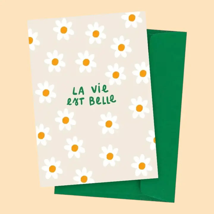 carte postale marguerites, illustrée par atelier yuzu avec enveloppe