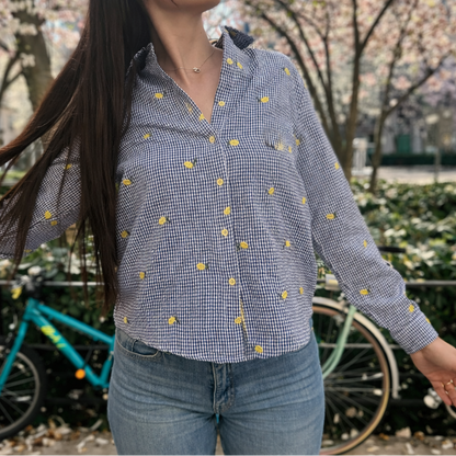 zoom chemise broderies citrons