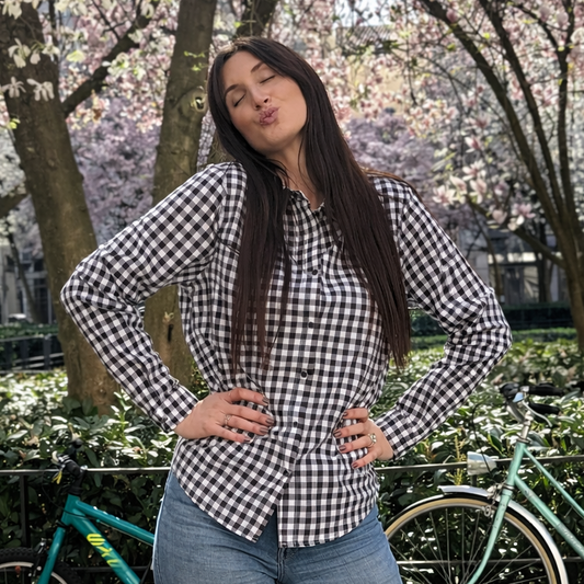 chemise à carreaux bleu et marron dispo sur marie moon