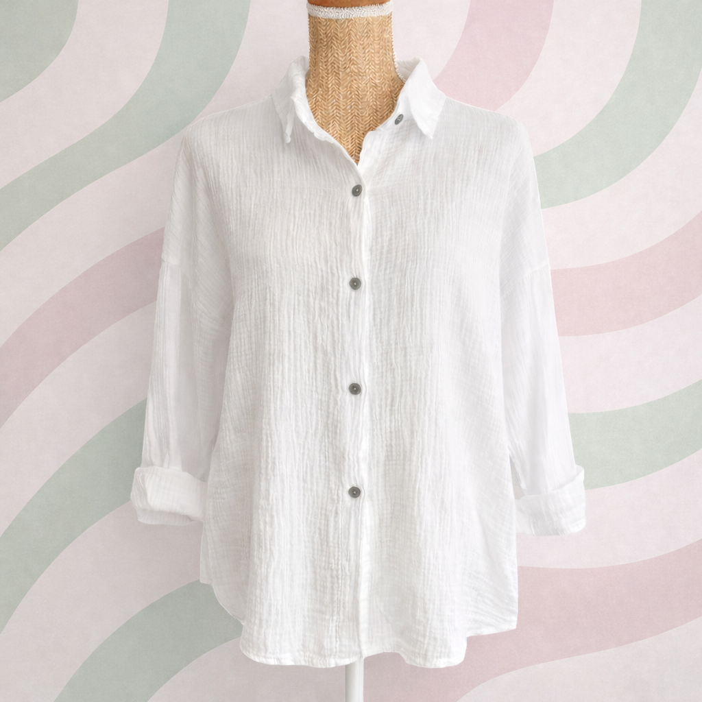 chemise made in Italie, en gaze de coton écru