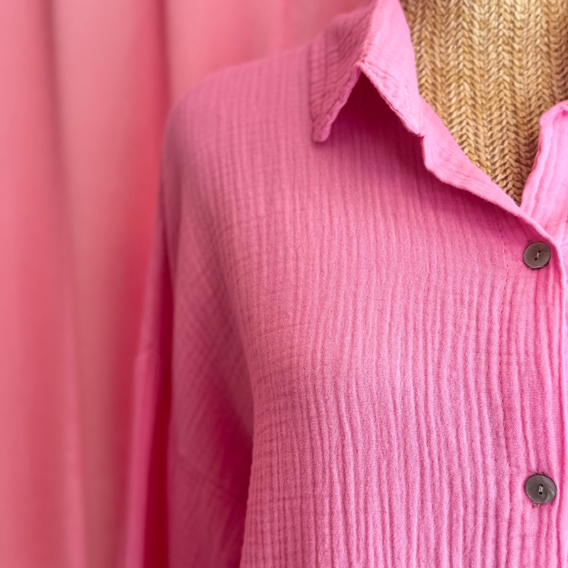 zoom col chemise gaze de coton rose