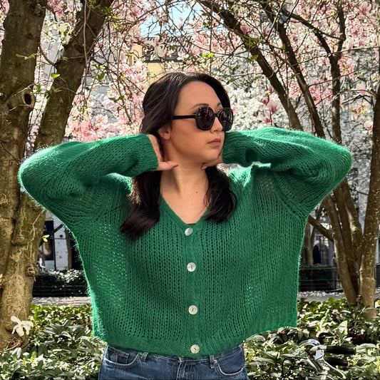 zoom sur gilet vert fabriqué en Italie