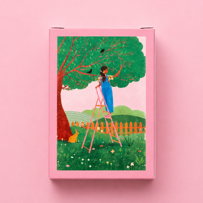 mini puzzle 99 pièces - illustration femme dans son jardin