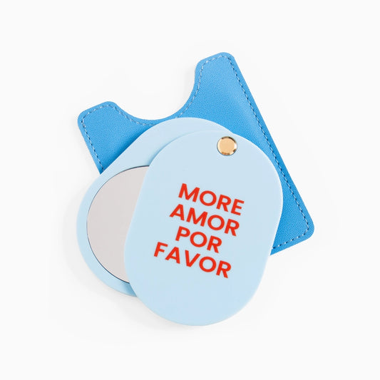 Miroir de poche avec inscription more amor por favor