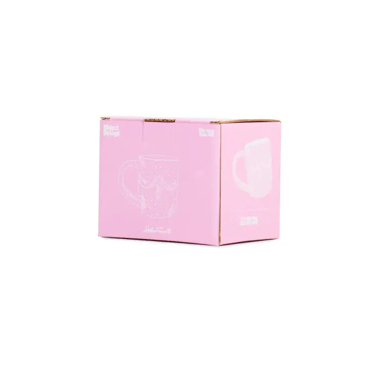 Mug en céramique rose peint à la main avec emballage