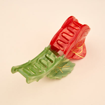 pince cheveux en forme de rose vue sur le coté 