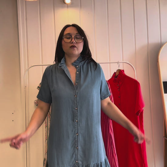 Vidéo robe portée avec effet jean en lyocell