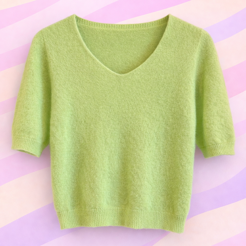 pull vert baby alpaga manches courtes