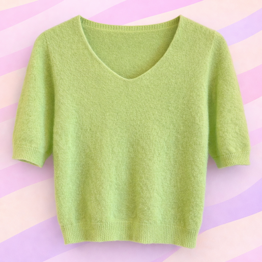 pull vert baby alpaga manches courtes