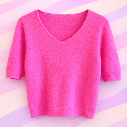 pull rose baby alpaga manches courtes 