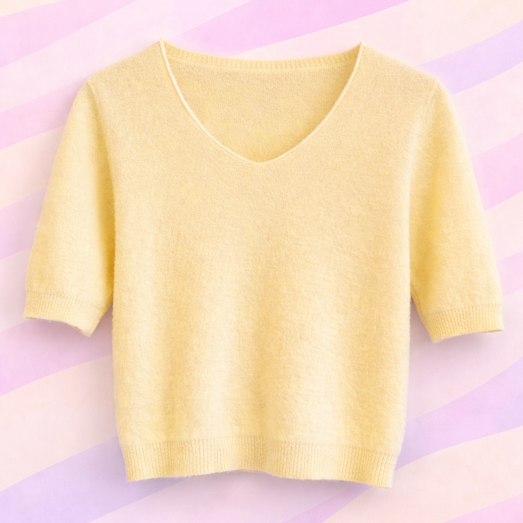 pull jaune baby alpaga manches courtes 