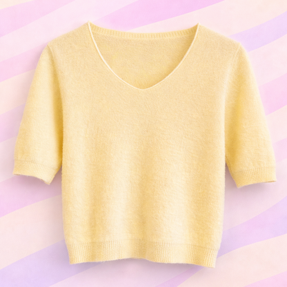 pull jaune baby alpaga manches courtes 