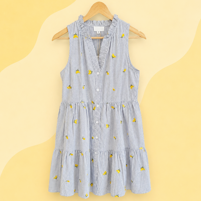 robe d'été broderies citrons en coton