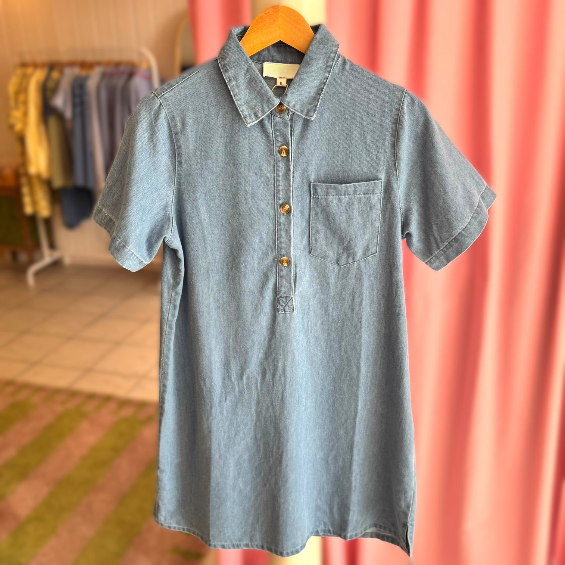 robe chemise en jean avec poche avant