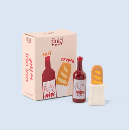 set salière poivrière vin et baguette céramique