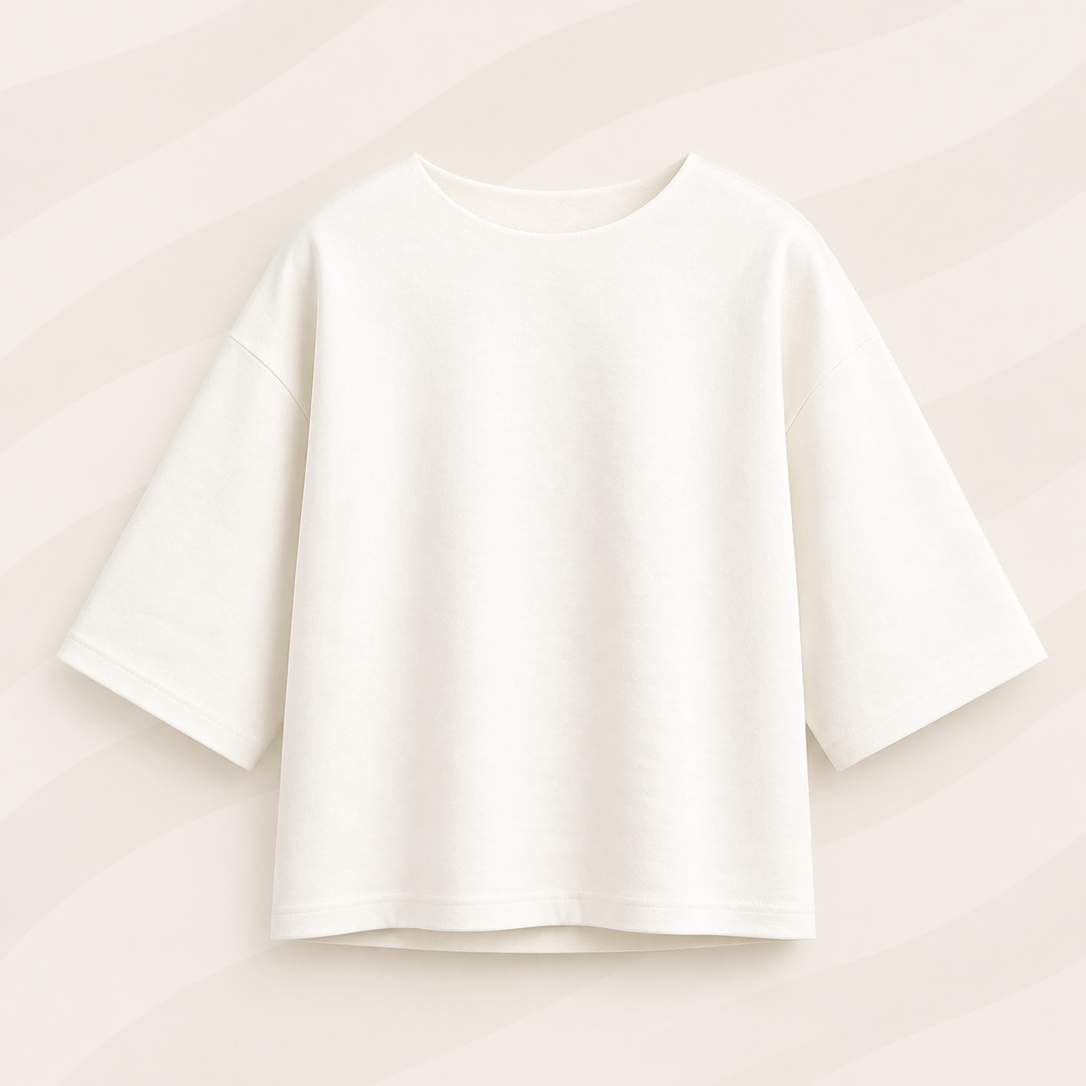 t-shirt blanc manche 3/4 vue de face - marie moon 