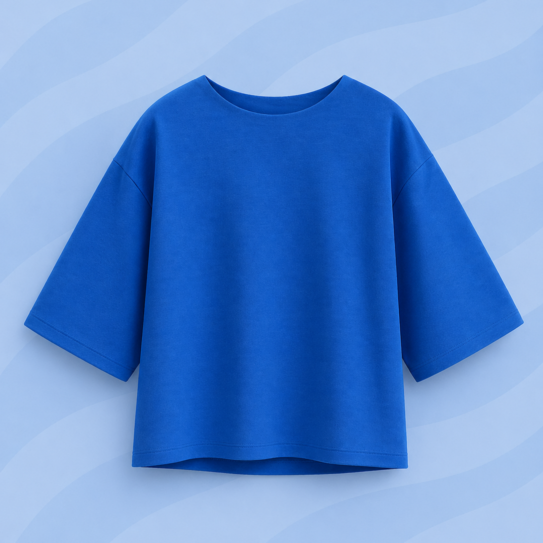 t-shirt très doux bleu roi avec manche 3/4 - marie moon 