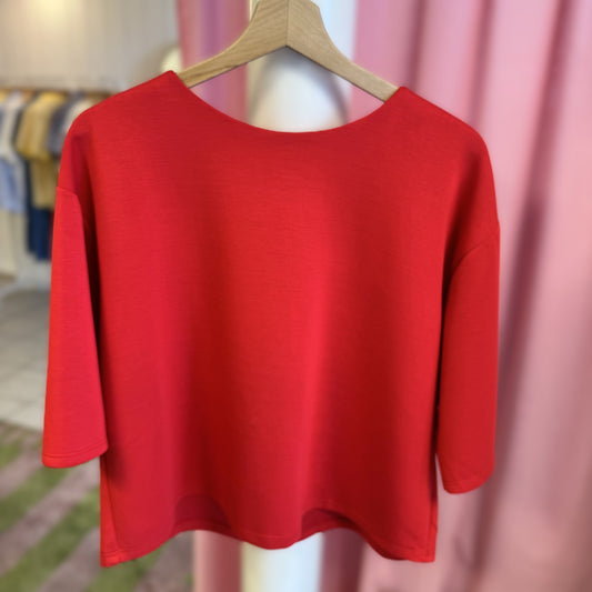 t-shirt rouge manche 3/4, très doux - marie moon