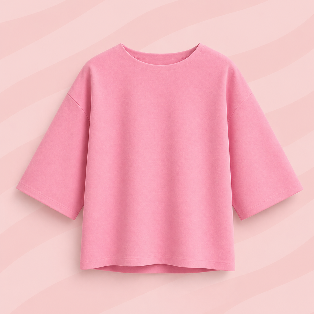 t-shirt très doux rose avec manche 3/4