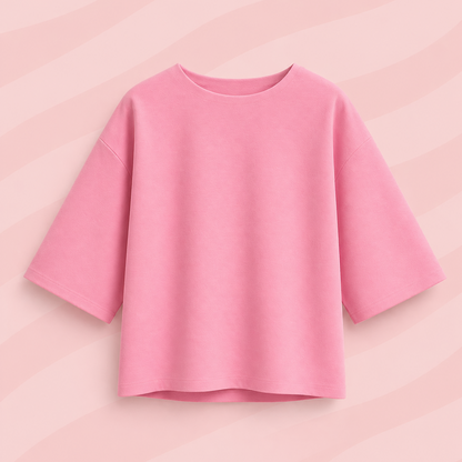 t-shirt très doux rose avec manche 3/4