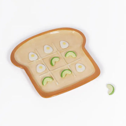 Plateau Tic Tac Toe avocat et œuf en céramique