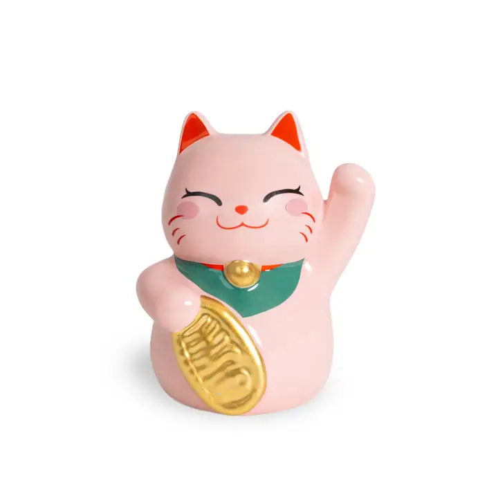 Tirelire Maneki Neko rose avec pièce porte-bonheu