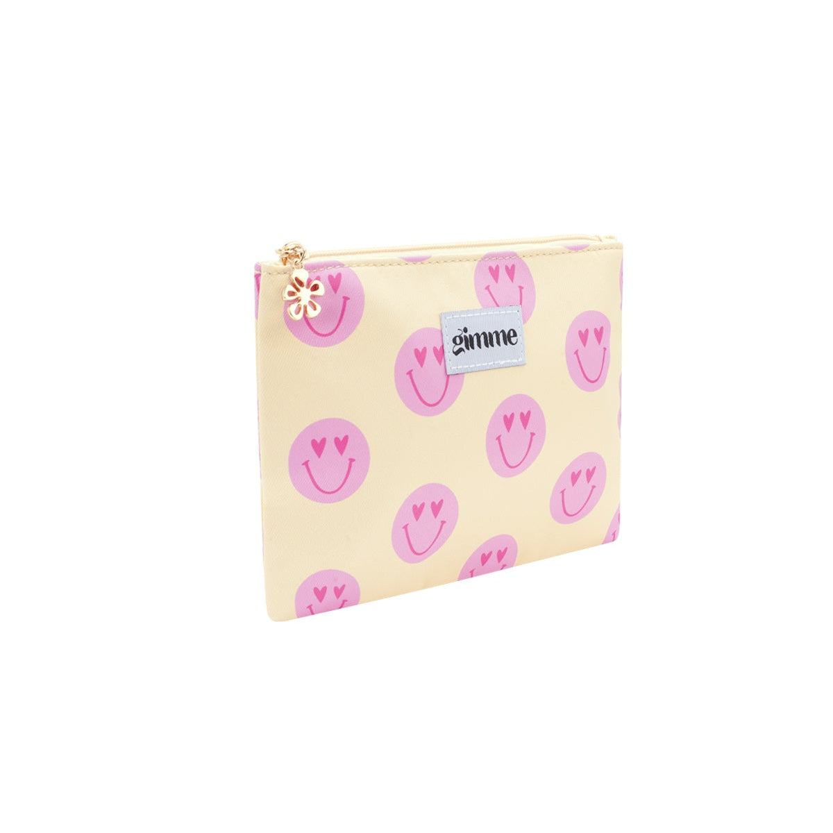 trousse maquillage smiley rose vue de profil