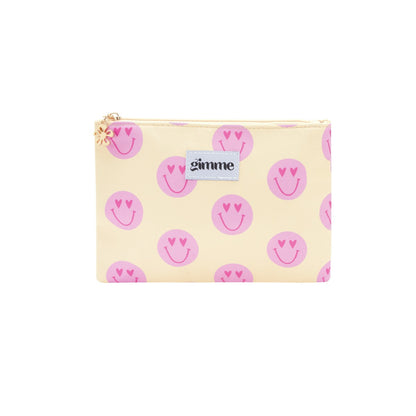 trousse jaune motif smiley