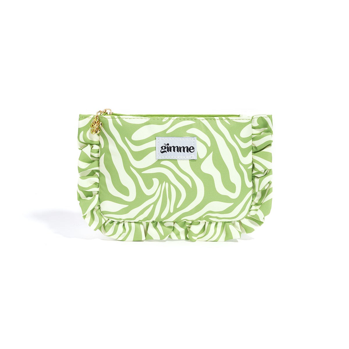 trousse maquillage motif zébré vert et blanc