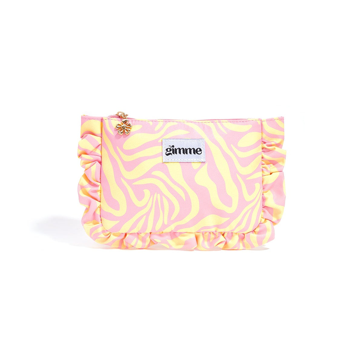 trousse maquillage froufrou zébré jaune et rose