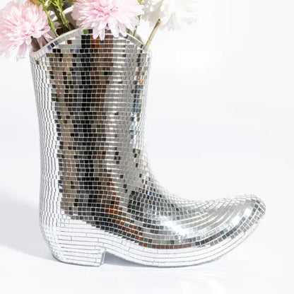 Vase santiag effet disco avec mosaïque miroir