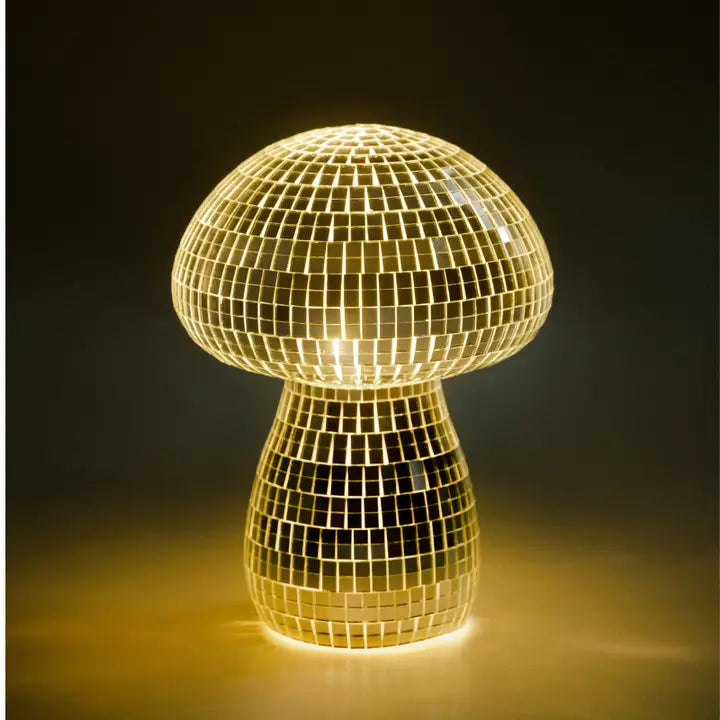 Veilleuse champignon disco allumée avec lumière chaude