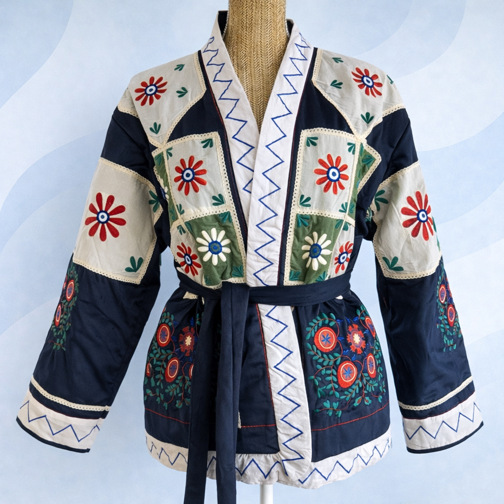 vue de face veste broderie fait main